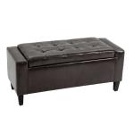 HOMCOM PU Leather Upholstered Lift-Top Tufted Ottoman Brown(c-2)