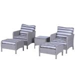 Outsunny 5-Piece PE Rattan Outdoor Garden Furniture Set Light Grey(c-1)