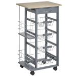 HOMCOM MDF Multifunction Kitchen Island Trolley Brown(c-2)