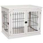 PawHut 66cm Modern Indoor Pet Cage w/ Metal Wire 3 Doors Latches Base Crate Brown(c-1)