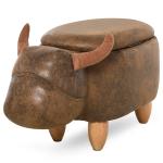 HOMCOM PU Leather Upholstered Cow Storage Stool Ivory(c-2)