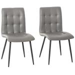 HOMCOM Set of 2 Dining Chairs Upholstered High Back PU Leather Seat with Metal Legs(c-1)