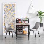 HOMCOM Armless Ergonomic Curved Dining Chair Accent Chair PU Leather Seat Wood Legs(c-2)