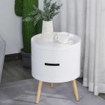 HOMCOM Side Coffee Table End Desk Night Stand Storage w/ Detachable Tray , White(c-1)
