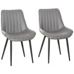 HOMCOM Mid Century Dining Chairs Set of 2 PU Leather Side Chairs Seat Metal Legs(c-2)