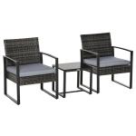 Outsunny Poly-rotan zitgroep 5-delig Tuinset met kussens tuin grijs