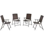Outsunny 4-delig Poly rotan stoelen opvouwbare tuinstoel met rugleuning buiten staal