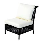 Outsunny Rattan Armless Chair, 80Lx60Wx82H cm-Black/Beige(c-1)