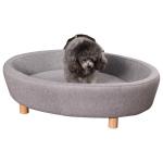 PawHut Huisdierenbank hondenmand middelgrote honden katten ovaal grijs