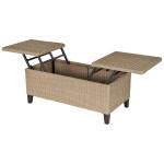 Outsunny Poly-rotan bijzettafel tuintafel tuintafel uitschuifbaar staal khaki
