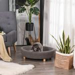 PawHut Huisdierenbank hondenbank middelgrote honden katten ovaal donkergrijs