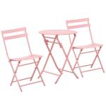 Tuinset metalen meubelset 3-delig. Bistrotafel met 2 stoelen roze