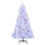 HOMCOM Kerstboom kerstboom kerstboom 150 / 180 cm PVC 680 punten incl. decoratie wit