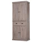 HOMCOM Kitchen Island MDF 2-Drawer Double Door Kitchen Cabinet White(c-1)