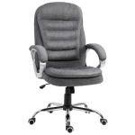 HOMCOM Linen Upholstered High-Back Home Office Chair White/Grey(c-5)