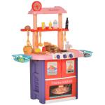 HOMCOM Pflegecenter für Puppen Puppenpflege-Station Spielcenter mit Puppenstuhl Badewanne 28-Teilige Zubehör Rosa ab 3 Jahre 52x30,5x72 cm