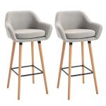 HOMCOM Linen Upholstered Set Of 2 Home Bar Stools Beige(c-1)