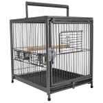 Pawhut Bird Travel Cage, 46Lx36Wx56H cm, Metal-Black(c-3)
