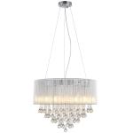 HOMCOM Crystal Glass Droplet Ceiling Pendant w/ Drum Shade Silver(c-1)