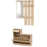 3-in-1 garderobeset garderobepaneel schoenenkast met spiegel 2-delig wit(c-2)