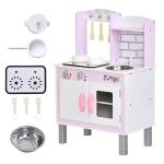 HOMCOM Kids Pretend Play MDF Kitchen Set Red(c-3)