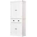 HOMCOM Kitchen Island MDF 2-Drawer Double Door Kitchen Cabinet White(c-2)