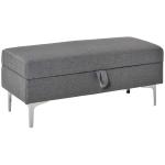 HOMCOM® gepolsterde bank kist met opbergruimte metalen poten, flanel + metaal, donkergrijs, 108 l x 44 b x 44 h cm