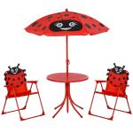 Outsunny Kids Folding Picnic Table Chair Set Ladybug Pattern Outdoor w/ Parasol(c-6)