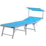 Outsunny Texteline Reclining Outdoor Garden Sun Lounger w/ Canopy Blue(c-1)