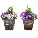 Outsunny PE Set of 2 Artificial Boxwood Double Ball Topiary Plant Tree's Green(c-3)