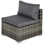 Outsunny Outdoor Garden Furniture Rattan Single Sofa w/ Cushions Light Grey(c-2)