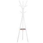 HOMCOM Free Standing Metal Coat Rack Stand 9 Hooks w/ Shelf in Brown(c-1)