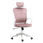 HOMCOM Linen Upholstered High-Back Home Office Chair White/Grey(c-6)