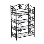 HOMCOM plantenrek bloemenrek metalen rek plantenstandaard 3 niveaus zwart(c-2)