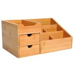HOMCOM Bamboo Desktop Organiser Holder Multi-Function Storage Caddy Drawers Office Supply(c-1)