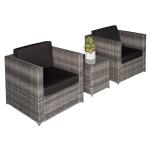 Outsunny 3 Pcs Rattan Sofa Furniture Set W/Cushions, Steel Frame-Grey(c-3)