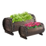 Outsunny 2PCs Wooden Flower Plant Pot Outdoor&Indoor Plant Box with Solid Wood(c-1)