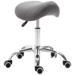 HOMCOM Faux Leather Height Adjustable Cosmetic Saddle Stool Grey(c-2)