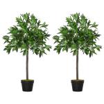 Outsunny 2 PCs Artificial Clematis Flower Hanging Planter Basket for Indoor Outdoor Décor(c-1)