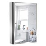 HOMCOM 60L×40W×13T cm Stainless Steel Wall Mirror Cabinet-Silver(c-1)