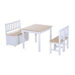 HOMCOM Pine Wood Kids 3 Pc Furniture Set-oak/White(c-1)