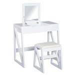 HOMCOM 2 in 1 Dressing Table with Flip-up Mirror, MDF, Pine-White(c-5)