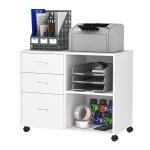 HOMCOM Particle Board Rolling Storage Cabinet White(c-1)