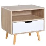 HOMCOM End Side Table, 50Wx40Dx50H cm-Natural Wood Colour(c-1)