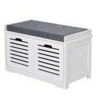 HOMCOM Polyester Upholstered Ottoman Stool Grey(c-2)