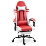 Vinsetto PU Leather Ergonomic Reclining Gaming Chair w/ Retractable Footrest Red/White(c-4)