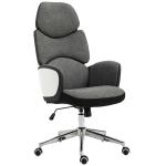 HOMCOM Linen Upholstered High-Back Home Office Chair White/Grey(c-7)