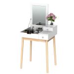 HOMCOM 2 in 1 Dressing Table with Flip-up Mirror, MDF, Pine-White(c-1)