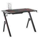 HOMCOM gaming tafel bureau computertafel werktafel meubels voor kantoor woonkamer werkkamer, modern design, MDF, metaal, 110 x 59 x 75 cm, zwart + rood
