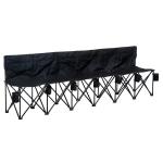 Outsunny 6 Seater Folding Sports Bench Outdoor Picnic Camping Portable Chair w/Cup Holder & Carry Bag - Black(c-2)